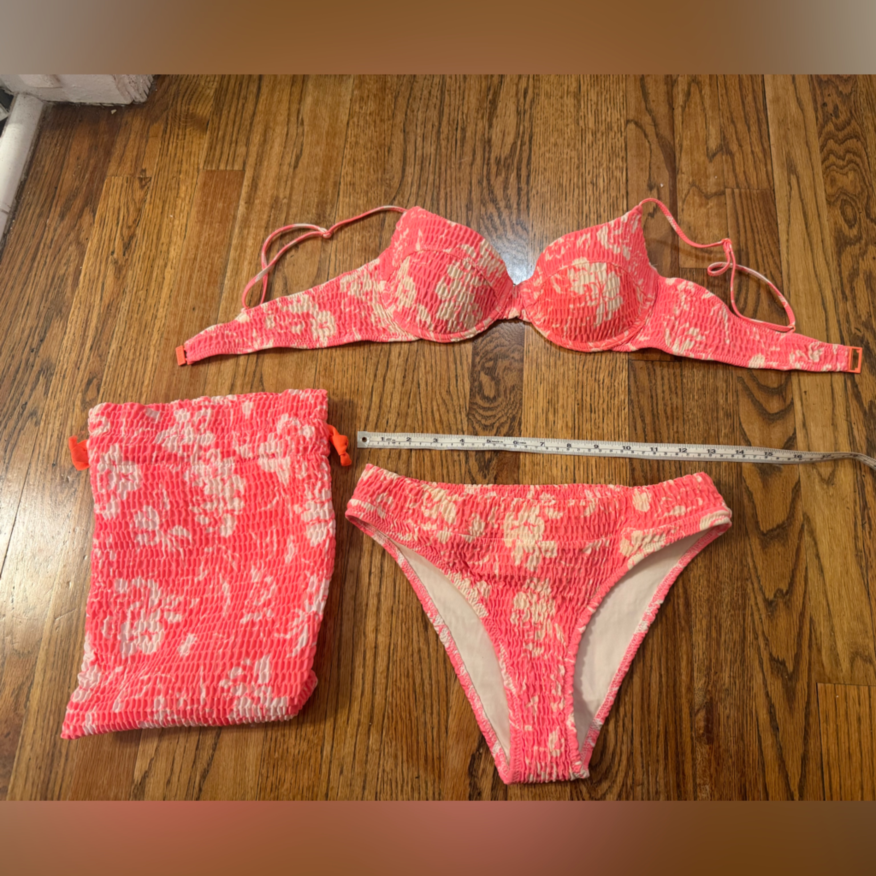 Triangl Swimwear Pink And Cream Bikini Set